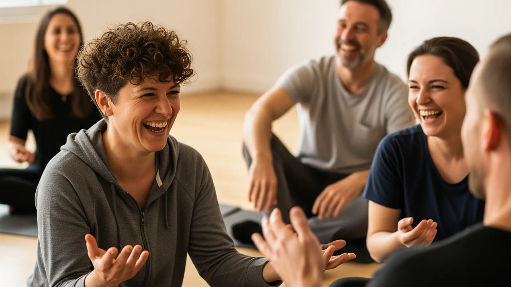 personnes assises riant lors d'un atelier