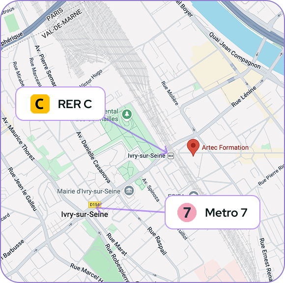 Carte ARTEC avec métro et RER